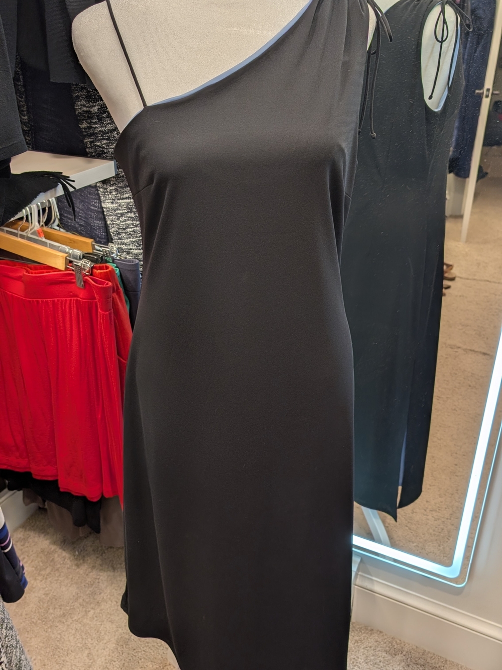 EXPRESS size 10 Black One-Shoulder Slip Dress